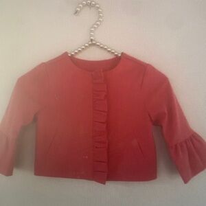 Girls Red Ruffle Front Cardigan Jacket